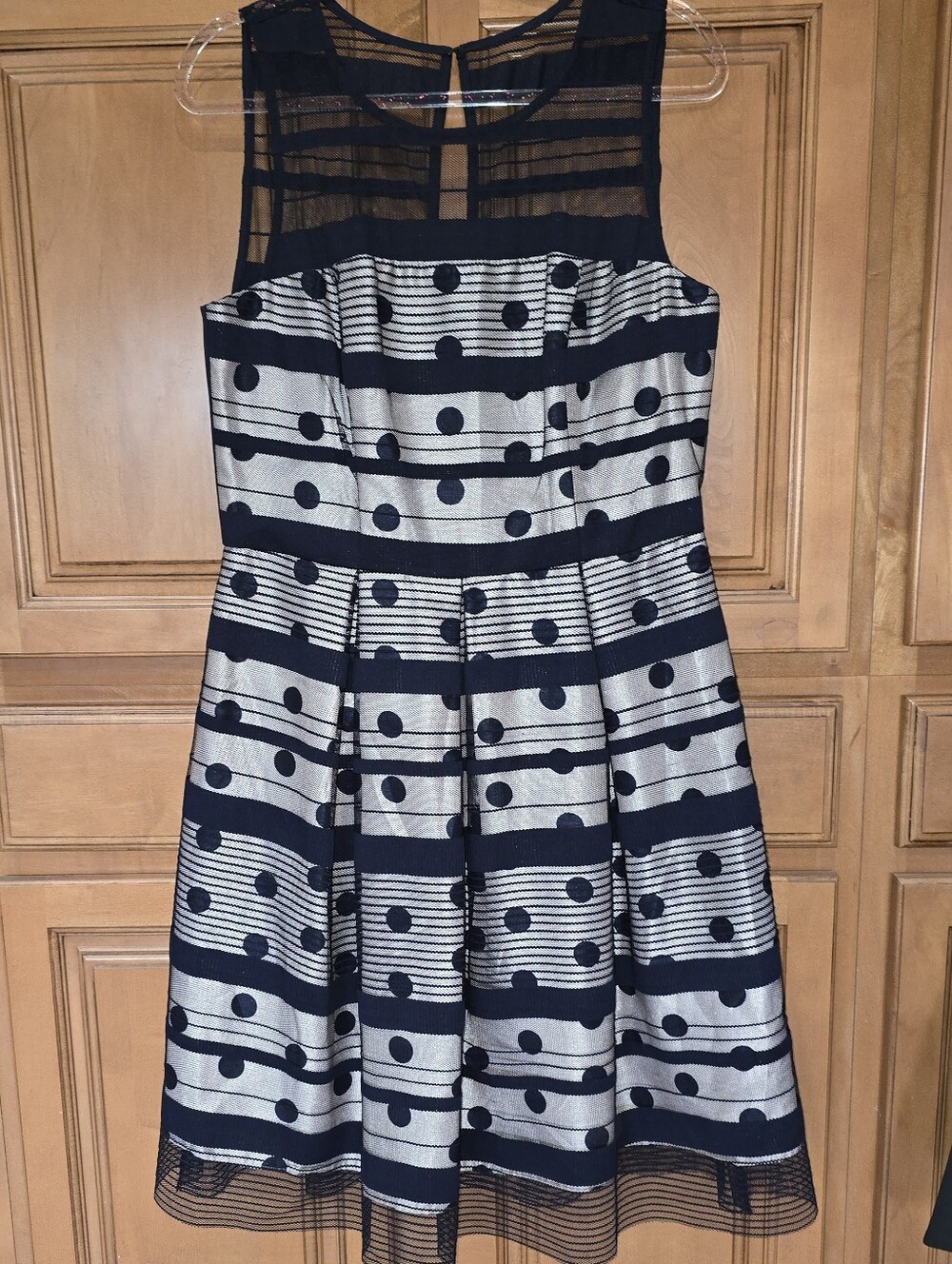 Navy and White Polka Dot Fit-and-Flare Dress